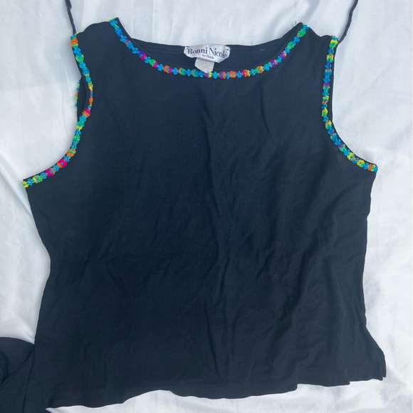 Ronnie Nicole Black Floral Edge Tank Top and Pants Set Size XL - Picture 4 of 5